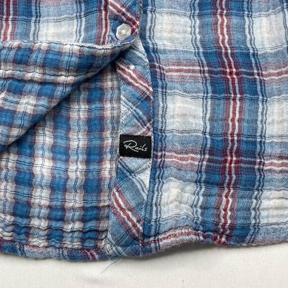 RAILS Plaid Button Front Shirt Blue - Picture 6 of 8